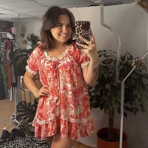 Sky To Moon Floral Babydoll Top Pink Size Small